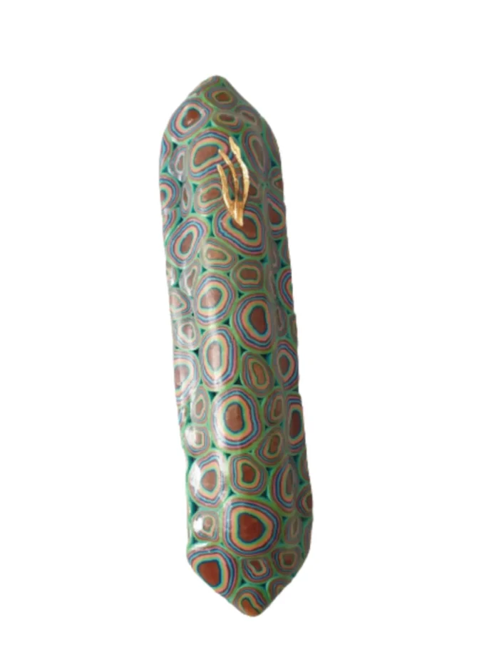 Handmade Judaica Mezuzah Case - Colorful Circles Polymer Clay Design - Perfect Housewarming Gift - Image 1