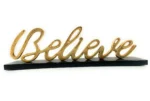 Believe Decorative Home Accent - 12.5" Rustic Golden Handcrafted Aluminum Sculpture for Home Decor, Gifts & Festive Displays