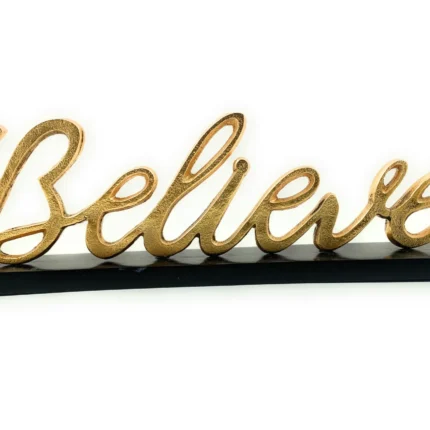 Believe Decorative Home Accent - 12.5" Rustic Golden Handcrafted Aluminum Sculpture for Home Decor, Gifts & Festive Displays