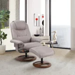 Elegant Scandinavian/European-Style Recliner and Ottoman in Pebble - Modern Comfort with 360 Swivel - Image 6