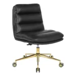 Legacy Office Chair - Black Faux Leather, Gold Base, Adjustable Height, Plush Tufted Design