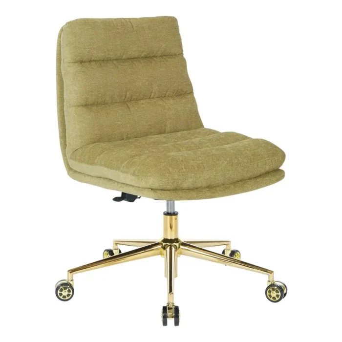 Legacy Office Chair - Plush Tufted Olive Fabric with Elegant Gold Base, Adjustable Height - Image 1