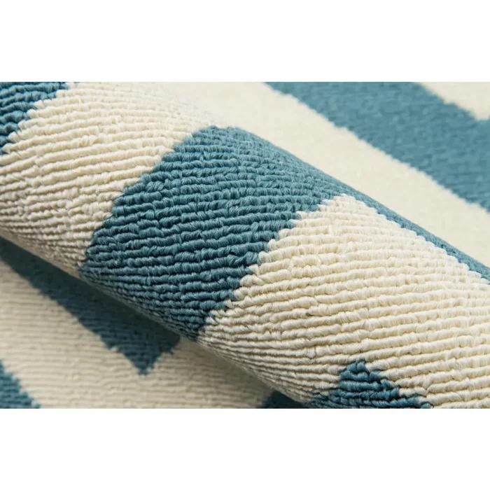 Contemporary Rectangle Area Rug, Blue, 5'3" X 7'6" - Elegant Indoor/Outdoor Design - Image 4