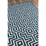 Contemporary Rectangle Area Rug - Navy 6'7" X 9'6" | Durable Indoor/Outdoor Rug - Image 2