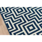 Contemporary Rectangle Area Rug - Navy 6'7" X 9'6" | Durable Indoor/Outdoor Rug - Image 3