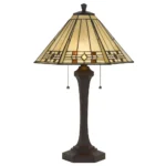 Elegant 60W x 2 Tiffany Table Lamp - Stained Glass Shade & Double Socket Design