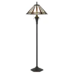 60W X 2 Tiffany Floor Lamp with Colorful Stained Glass Shade & Double Pull Chain