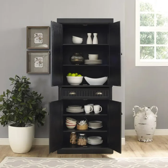 Seaside Pantry Distressed Black - Coastal Charm with Ample Storage - Image 3