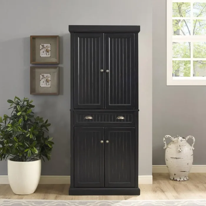 Seaside Pantry Distressed Black - Coastal Charm with Ample Storage - Image 4