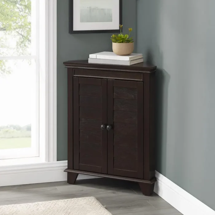 Lydia Corner Cabinet Espresso - Space-Saving and Functional Furniture for Your Home - Image 1