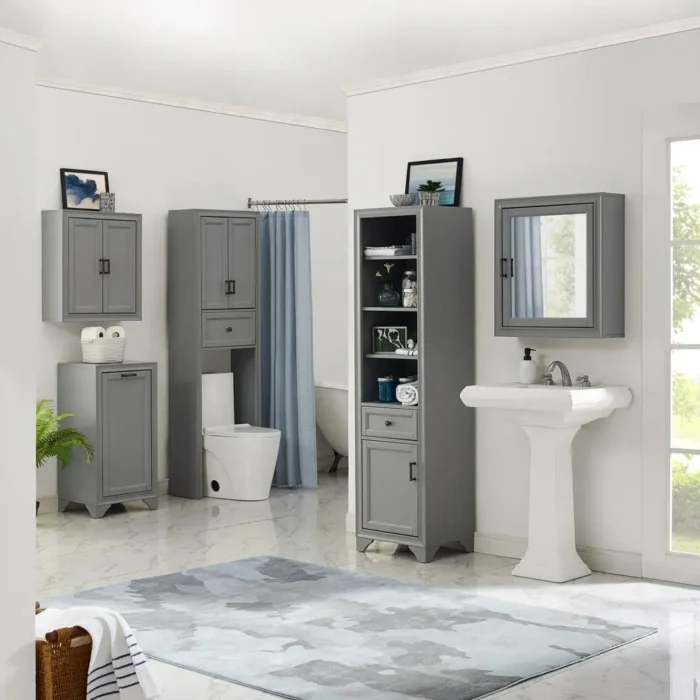 Tara Mirrored Wall Cabinet Gray - Modern Farmhouse Bathroom Storage - Image 1