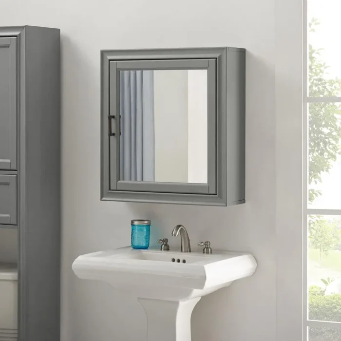 Tara Mirrored Wall Cabinet Gray - Modern Farmhouse Bathroom Storage - Image 2
