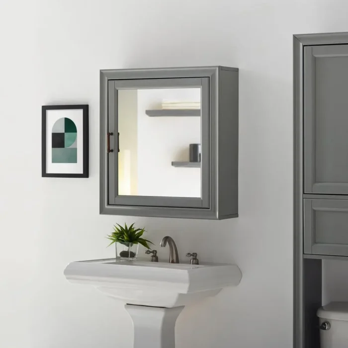 Tara Mirrored Wall Cabinet Gray - Modern Farmhouse Bathroom Storage - Image 4