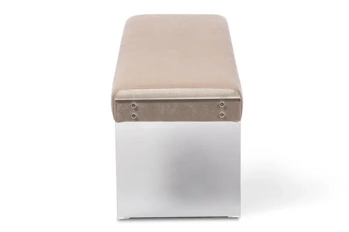 Elegant Beige Microsuede Fabric Upholstered Bench with Paneled Acrylic Legs - Contemporary Seating Solution - Image 3