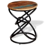 vidaXL Solid Reclaimed Wood End Table Vintage Style, Durable Iron Frame, Multicolored Finish