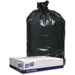 Genuine Joe Low Density Black Can Liners - 60 Gallon Capacity, Heavy-Duty, Recycled Material - 100/Carton