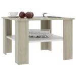 vidaXL Modern White and Sonoma Oak Coffee Table with Storage Shelf - Engineered Wood, 23.6" x 23.6" x 16.5" - Image 3