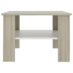 vidaXL Modern White and Sonoma Oak Coffee Table with Storage Shelf - Engineered Wood, 23.6" x 23.6" x 16.5" - Image 4