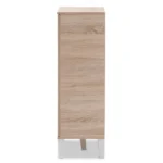 Baxton Studio Adelina Mid-Century Modern Oak & Grey Shoe Cabinet - 1-Door, 10 Shelves, Stylish Storage Solution - Image 4