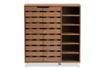 Modern & Contemporary Walnut Medium Brown Wood 2-Door Shoe Cabinet with Open Shelves