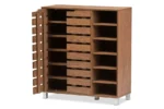 Modern & Contemporary Walnut Medium Brown Wood 2-Door Shoe Cabinet with Open Shelves - Image 3