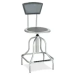 Safco Diesel High Base Stool with Back - Premium Black Leather Seat, Adjustable Height & 360 Swivel, Pewter Steel Frame - Ideal for Industrial, Educational & Institutional Use - Image 2