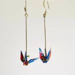Blue Multi Color Crane Earrings - Handmade Origami Jewelry | Elegant & Unique Accessories