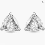 Elegant Trillion-Cut Moissanite Earrings in 14kt White Gold - 4.5mm, 0.54 Carats for Women | Timeless Beauty & Brilliance - Image 2