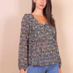 Stylish Black Ditsy Floral Blouse with Frill Detail Perfect Day-to-Night Wear