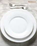 Elegant White Dinner Plate with Embossed Wide Rim | 10" Inch Fine Porcelain Plate by Wilmax Perfect for Special Occasions - Image 9