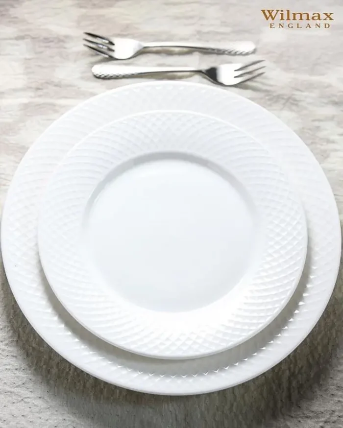 Elegant White Dinner Plate with Embossed Wide Rim | 10" Inch Fine Porcelain Plate by Wilmax Perfect for Special Occasions - Image 9