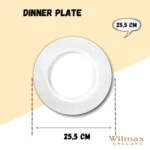 Elegant White Dinner Plate with Embossed Wide Rim | 10" Inch Fine Porcelain Plate by Wilmax Perfect for Special Occasions - Image 11