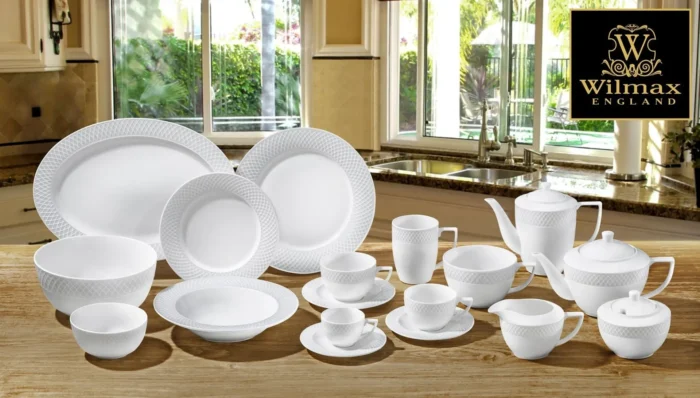 Elegant White Dinner Plate with Embossed Wide Rim | 10" Inch Fine Porcelain Plate by Wilmax Perfect for Special Occasions - Image 12