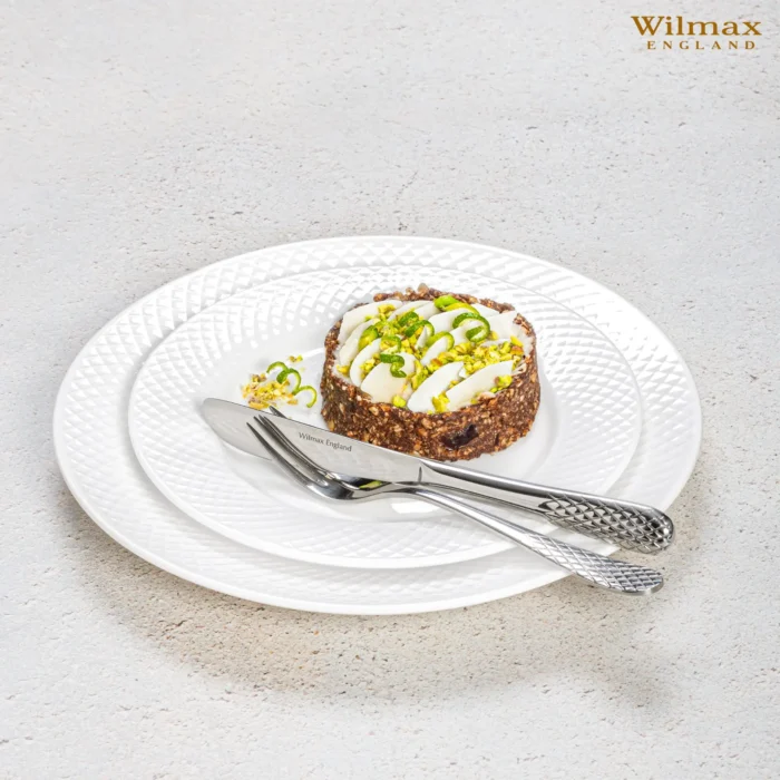 Elegant White Dinner Plate with Embossed Wide Rim | 10" Inch Fine Porcelain Plate by Wilmax Perfect for Special Occasions - Image 13