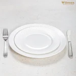 Elegant White Dinner Plate with Embossed Wide Rim | 10" Inch Fine Porcelain Plate by Wilmax Perfect for Special Occasions - Image 14