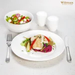 Elegant White Dinner Plate with Embossed Wide Rim | 10" Inch Fine Porcelain Plate by Wilmax Perfect for Special Occasions - Image 15