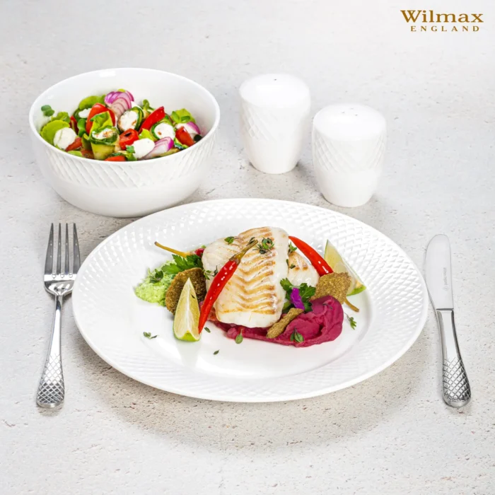 Elegant White Dinner Plate with Embossed Wide Rim | 10" Inch Fine Porcelain Plate by Wilmax Perfect for Special Occasions - Image 15