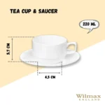 Elegant White 7 Oz | 220 Ml Tea Cup & Saucer - Fine Porcelain, Microwave & Dishwasher Safe - Image 14