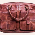 Premium Genuine Washed Leather Commuter Briefcase with Adjustable Strap and Laptop Sleeve