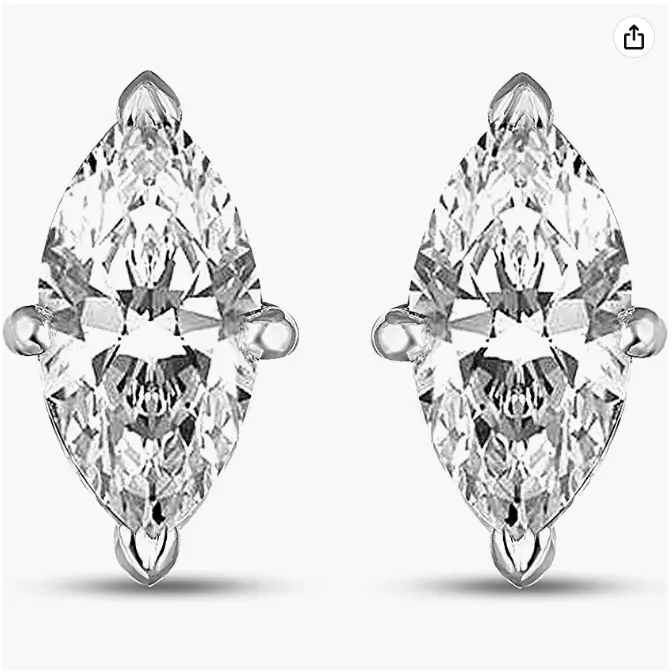 23497187_large.webp Brilliant Marquise 3mm 0.49 Carat Moissanite Sterling Silver Earrings for Women - Timeless Elegance & Modern Sophistication - Image 1