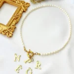 18K Custom Initial Freshwater Pearl Choker - Elegant Front Opening Necklace