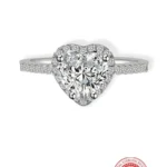 Elegant 925 Silver Halo Heart Ring - 18K White Gold Plated with Sparkling Cubic Zirconia | Timeless Beauty & Elegance