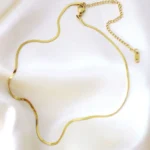 Elegant 18K Gold Plated Flat Chain Choker - Hypoallergenic, Nickel-Free, Daily Wear Jewelry