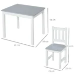 HOMCOM 3-Piece Kids Table and Chair Set - Grey Toddler Preschool Desk for Study, Rest, and Snack Time - Image 2