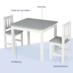 HOMCOM 3-Piece Kids Table and Chair Set - Grey Toddler Preschool Desk for Study, Rest, and Snack Time - Image 3