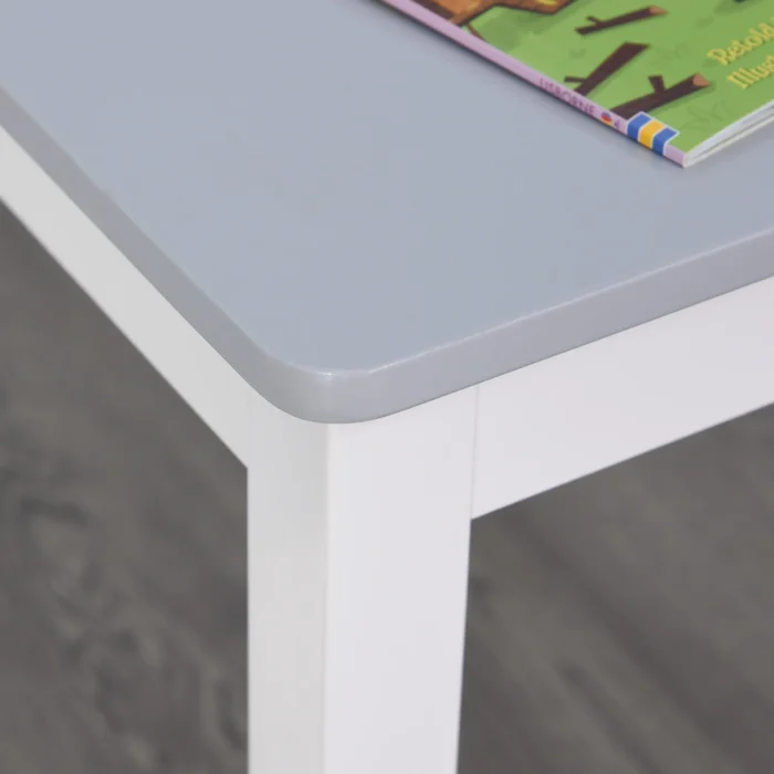 HOMCOM 3-Piece Kids Table and Chair Set - Grey Toddler Preschool Desk for Study, Rest, and Snack Time - Image 8