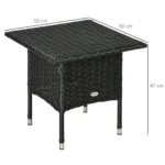 Outsunny Black Rattan Side Table | Durable Outdoor Coffee Table for Patio & Garden - Image 2