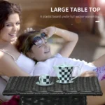 Outsunny Black Rattan Side Table | Durable Outdoor Coffee Table for Patio & Garden - Image 4