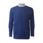 Blue Cashmere Crewneck Sweater - Heavy Seed Stitch Knit | Vence Collection - Luxurious Comfort & Style