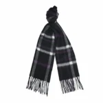 Luxurious Black Grey Purple Cashmere Woven Check Scarf | Hommard - Soft & Elegant